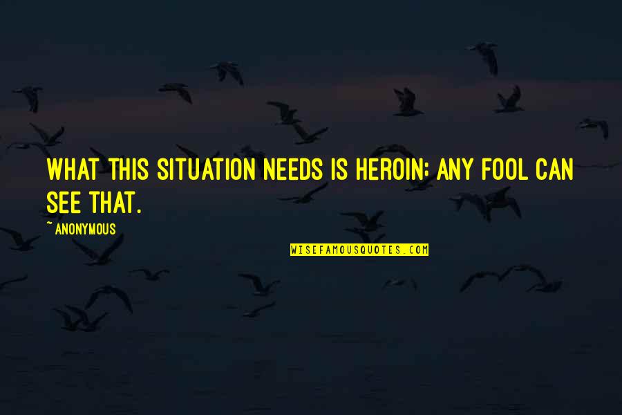 Situation Quotes By Anonymous: What this situation needs is heroin; any fool