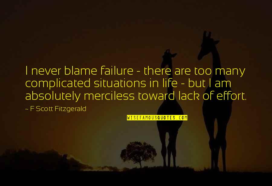 Situations In Life Quotes By F Scott Fitzgerald: I never blame failure - there are too