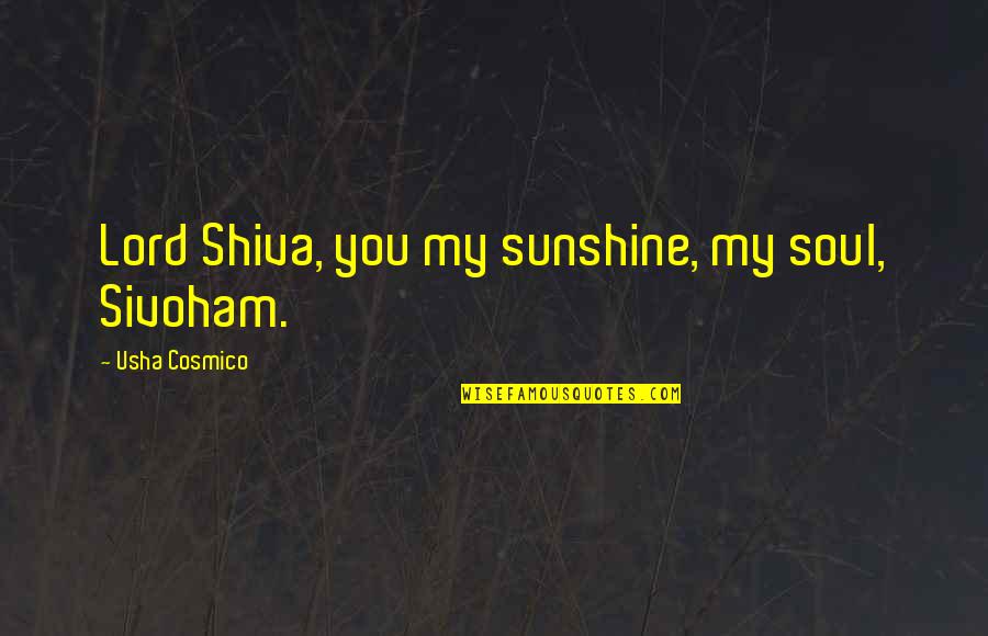 Sivoham Quotes By Usha Cosmico: Lord Shiva, you my sunshine, my soul, Sivoham.