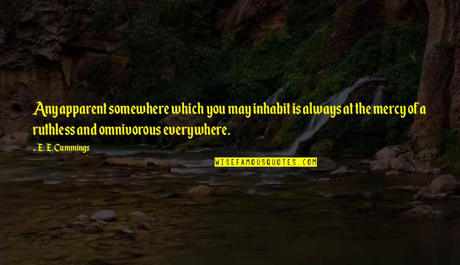 Six R S Quotes By E. E. Cummings: Any apparent somewhere which you may inhabit is Six R S Quotes By E. E. Cummings: Any apparent somewhere which you may inhabit is