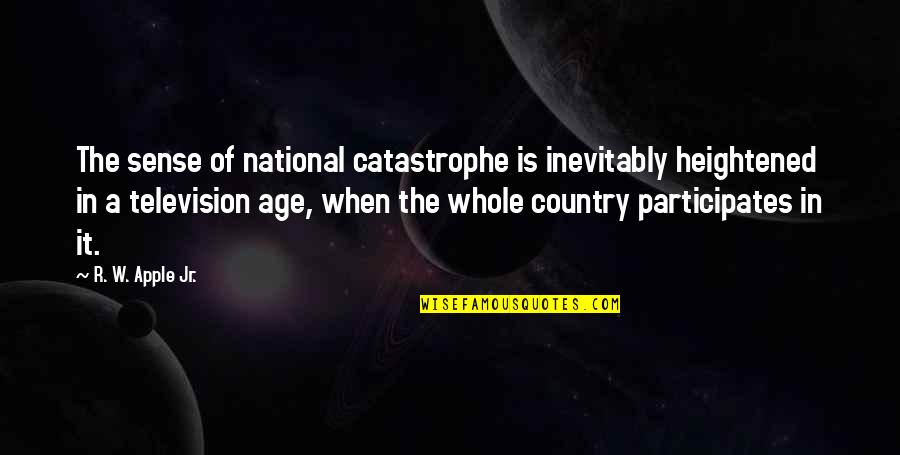 Sixth Sense Motivating Quotes By R. W. Apple Jr.: The sense of national catastrophe is inevitably heightened