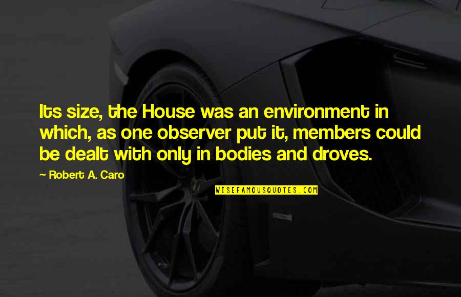 Size It Quotes By Robert A. Caro: Its size, the House was an environment in