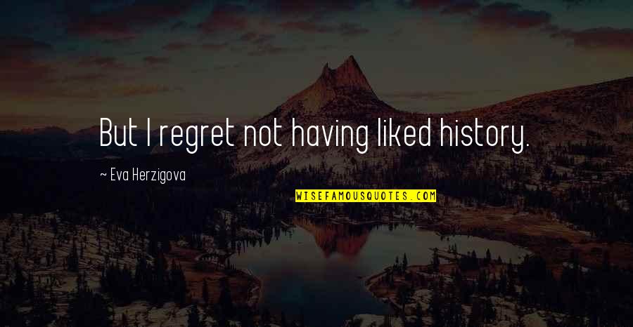Sizer Sk Quotes By Eva Herzigova: But I regret not having liked history.