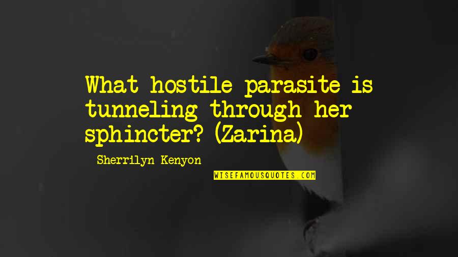 Sizlerin Quotes By Sherrilyn Kenyon: What hostile parasite is tunneling through her sphincter?