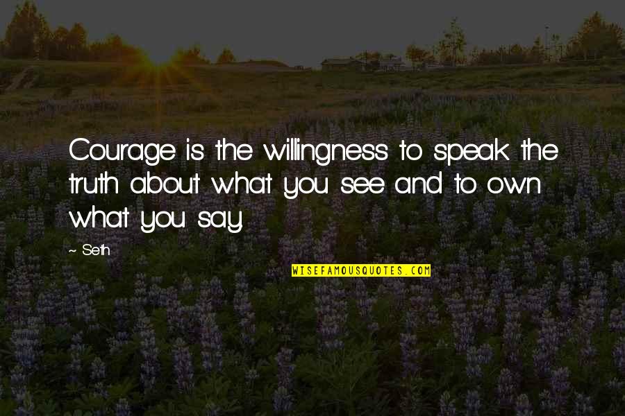 Skaidra Valiukeviciene Quotes By Seth: Courage is the willingness to speak the truth