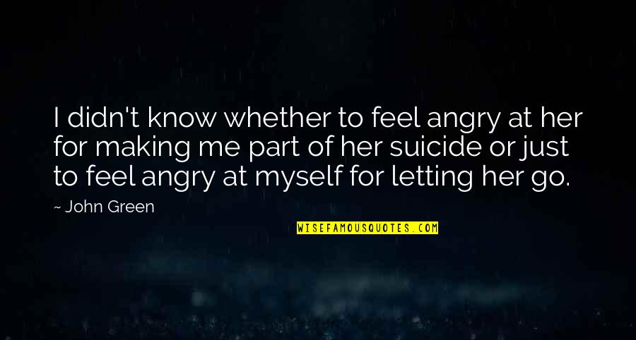 Skala Guttman Quotes By John Green: I didn't know whether to feel angry at Skala Guttman Quotes By John Green: I didn't know whether to feel angry at