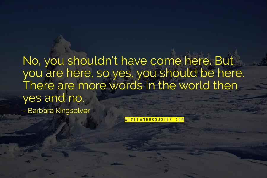Skarzynski Black Quotes By Barbara Kingsolver: No, you shouldn't have come here. But you