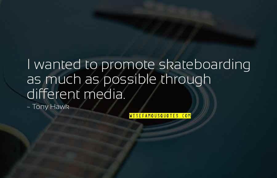 Skateboarding Quotes By Tony Hawk: I wanted to promote skateboarding as much as