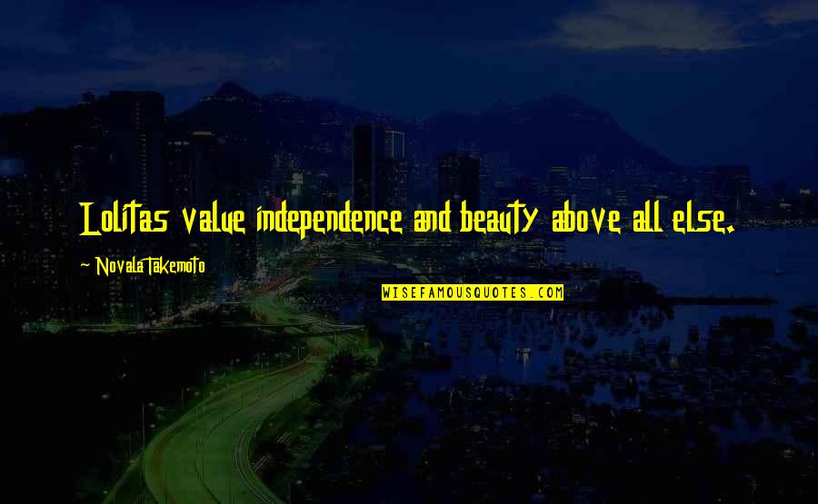 Skaters Quotes By Novala Takemoto: Lolitas value independence and beauty above all else. Skaters Quotes By Novala Takemoto: Lolitas value independence and beauty above all else.