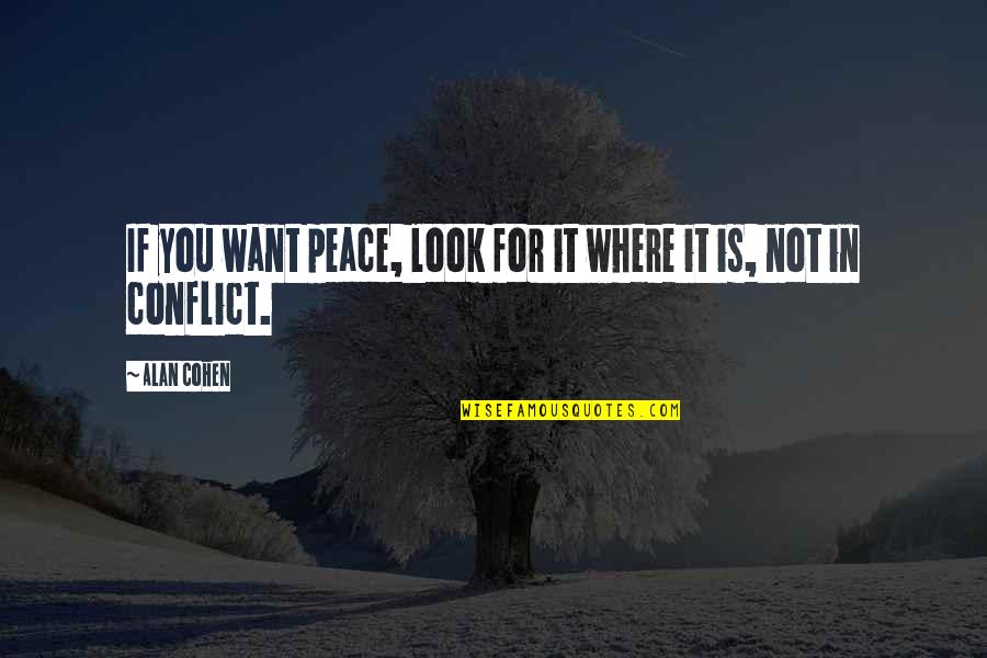 Skeener Quotes By Alan Cohen: If you want peace, look for it where