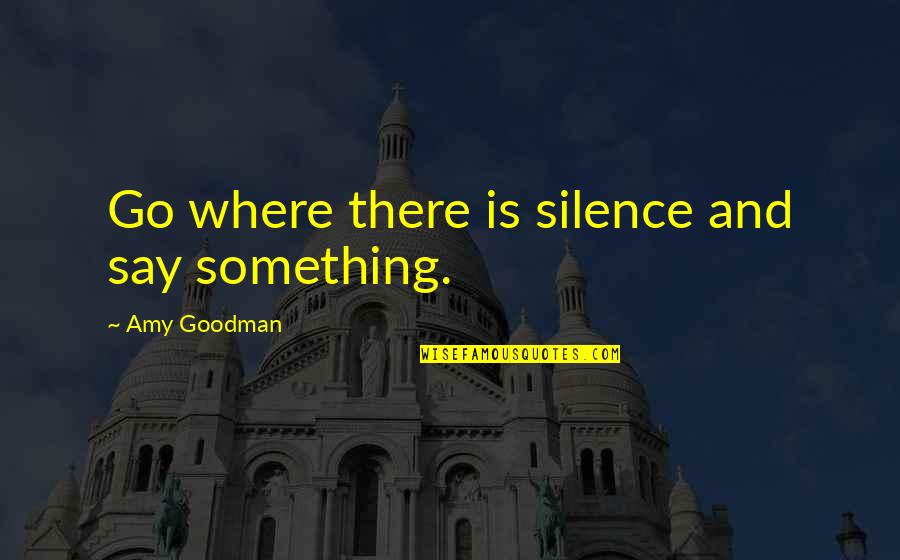 Skeenes Quotes By Amy Goodman: Go where there is silence and say something. Skeenes Quotes By Amy Goodman: Go where there is silence and say something.