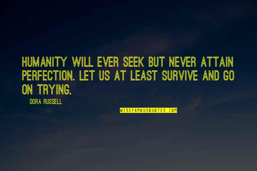 Skein Quotes By Dora Russell: Humanity will ever seek but never attain perfection.