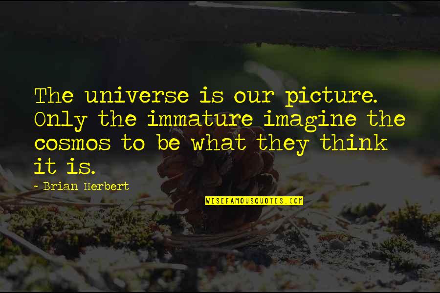 Skerrie Quotes By Brian Herbert: The universe is our picture. Only the immature Skerrie Quotes By Brian Herbert: The universe is our picture. Only the immature