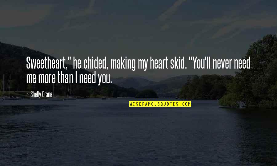 Skid Quotes By Shelly Crane: Sweetheart," he chided, making my heart skid. "You'll