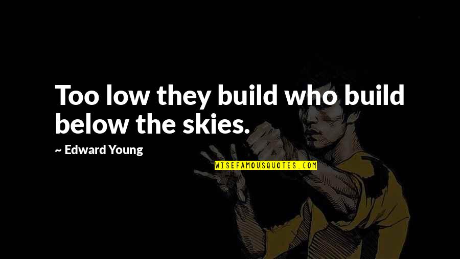 Skies Quotes By Edward Young: Too low they build who build below the Skies Quotes By Edward Young: Too low they build who build below the