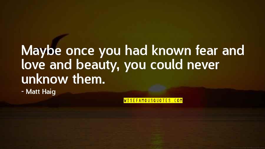 Skieslet Quotes By Matt Haig: Maybe once you had known fear and love
