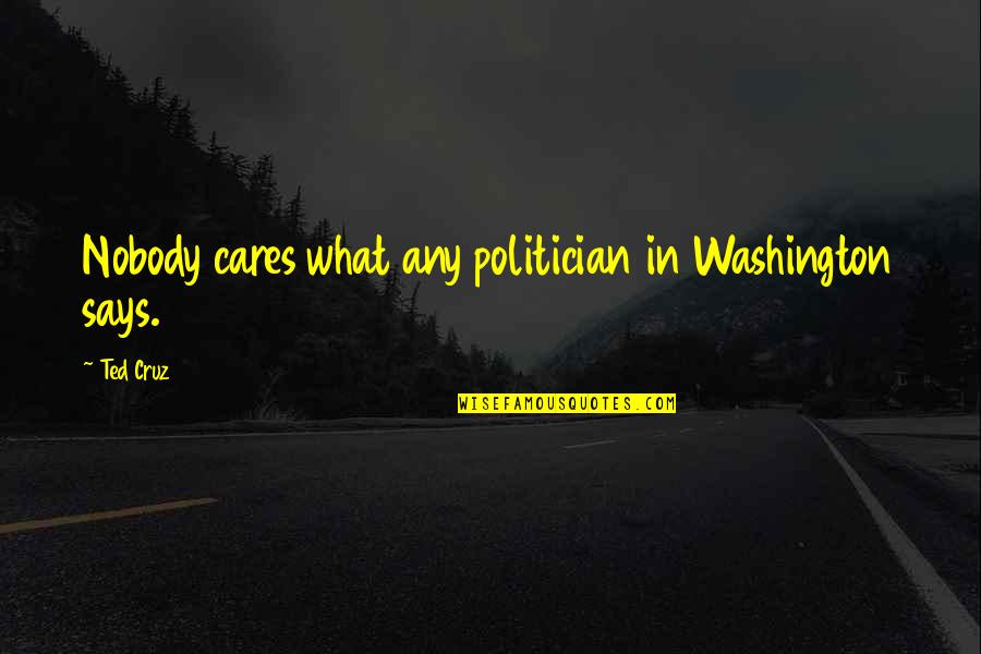 Skigersta Quotes By Ted Cruz: Nobody cares what any politician in Washington says.