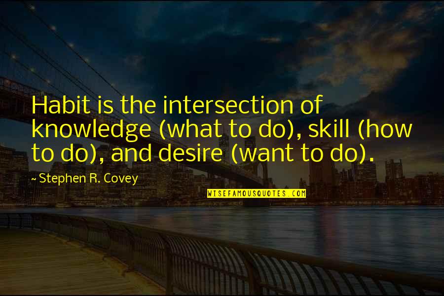 Skill And Knowledge Quotes By Stephen R. Covey: Habit is the intersection of knowledge (what to Skill And Knowledge Quotes By Stephen R. Covey: Habit is the intersection of knowledge (what to