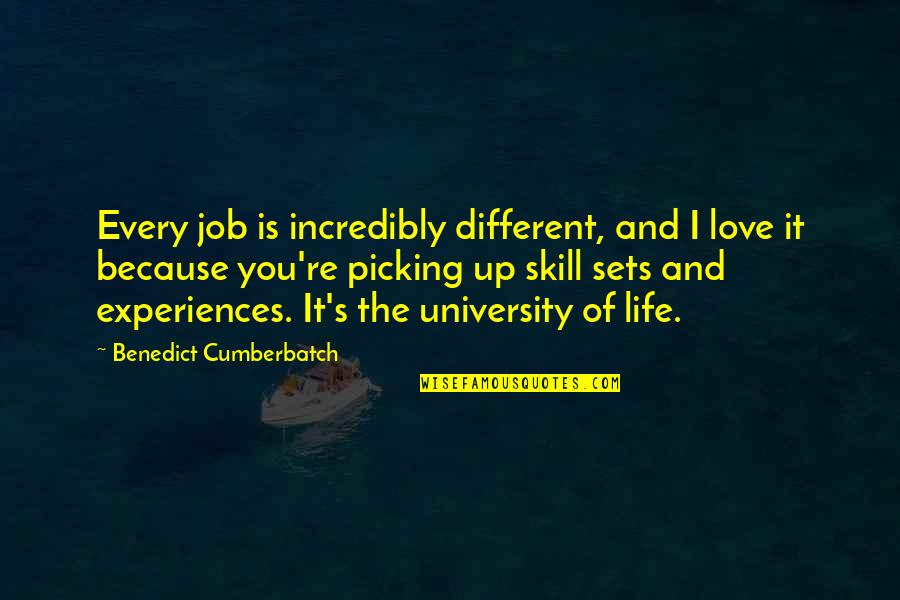Skill Sets Quotes By Benedict Cumberbatch: Every job is incredibly different, and I love