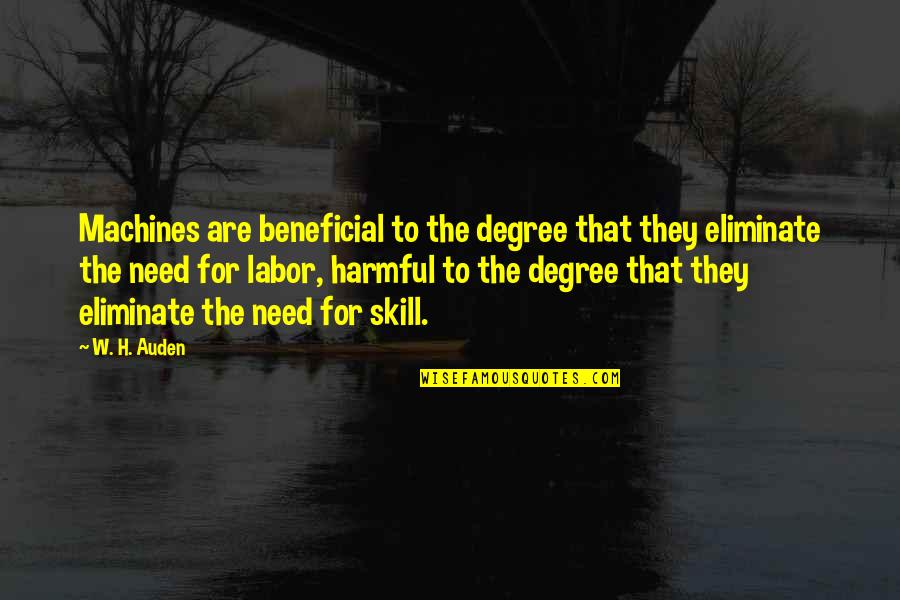 Skills Vs Degree Quotes By W. H. Auden: Machines are beneficial to the degree that they