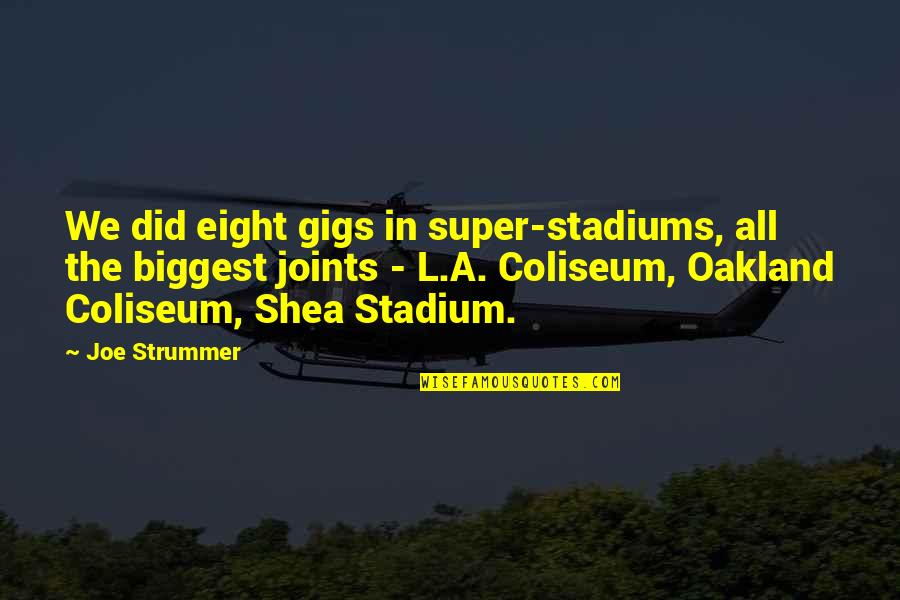 Skimmings Quotes By Joe Strummer: We did eight gigs in super-stadiums, all the