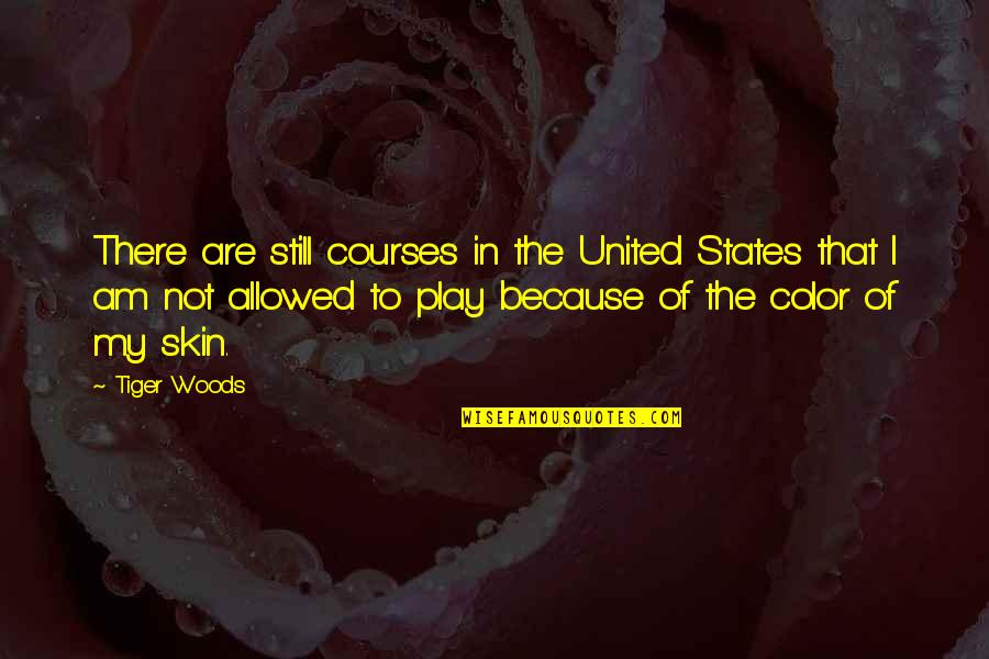 Skin Color Quotes By Tiger Woods: There are still courses in the United States