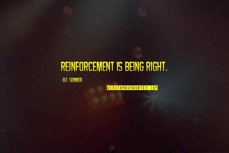 Skinner Quotes By B.F. Skinner: Reinforcement is being right. Skinner Quotes By B.F. Skinner: Reinforcement is being right.