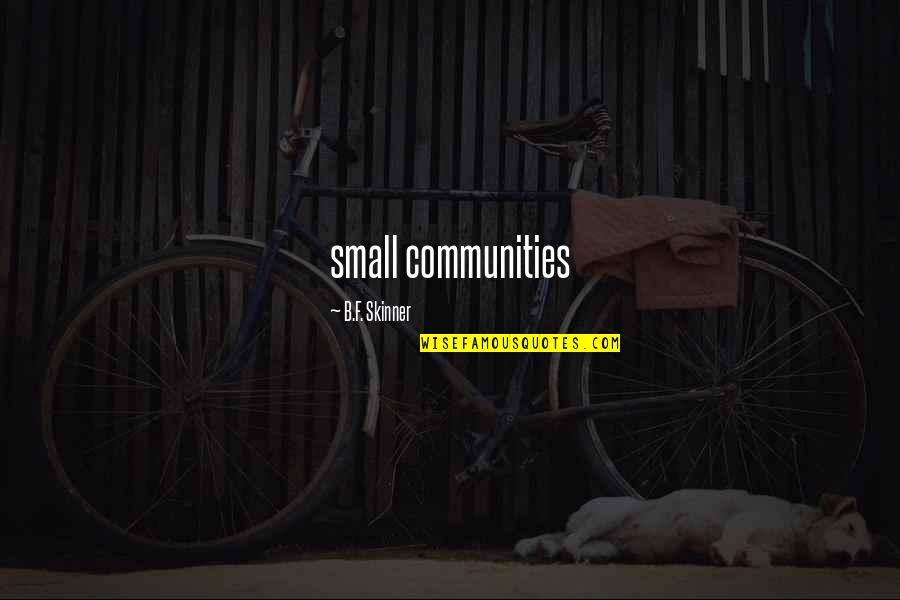 Skinner Quotes By B.F. Skinner: small communities Skinner Quotes By B.F. Skinner: small communities