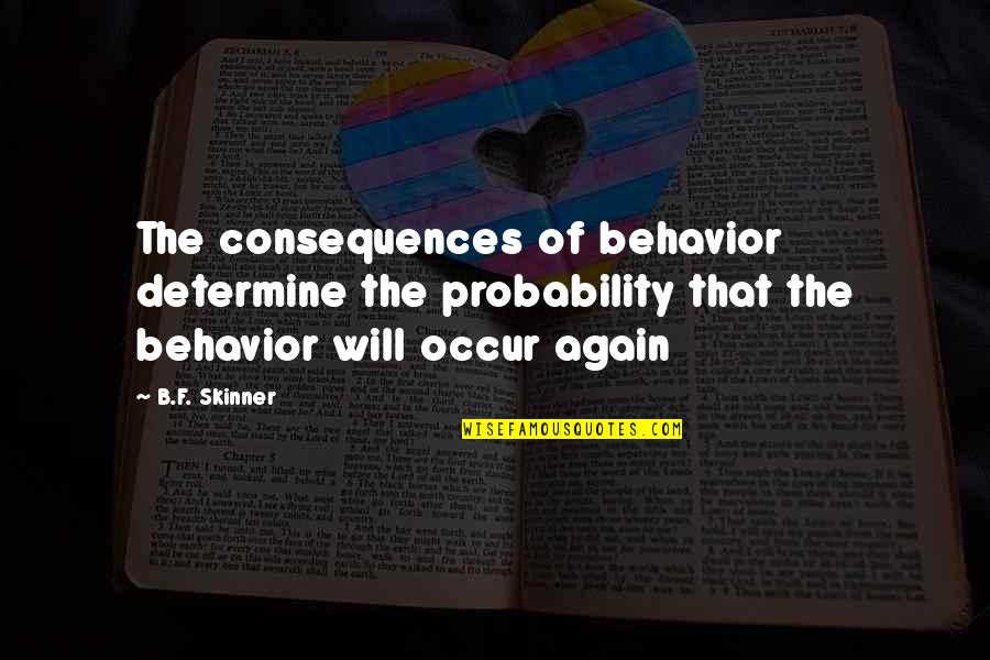 Skinner Quotes By B.F. Skinner: The consequences of behavior determine the probability that Skinner Quotes By B.F. Skinner: The consequences of behavior determine the probability that