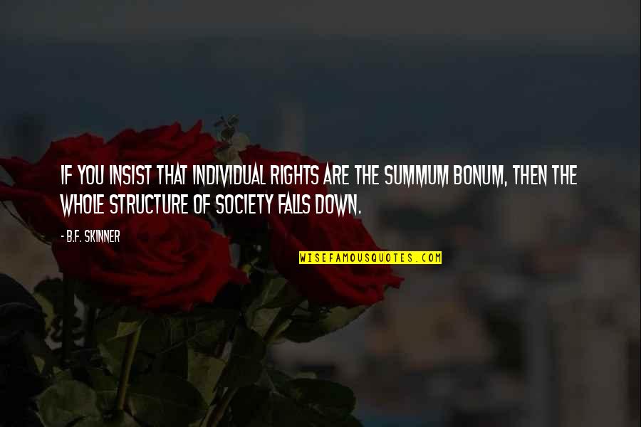 Skinner Quotes By B.F. Skinner: If you insist that individual rights are the Skinner Quotes By B.F. Skinner: If you insist that individual rights are the