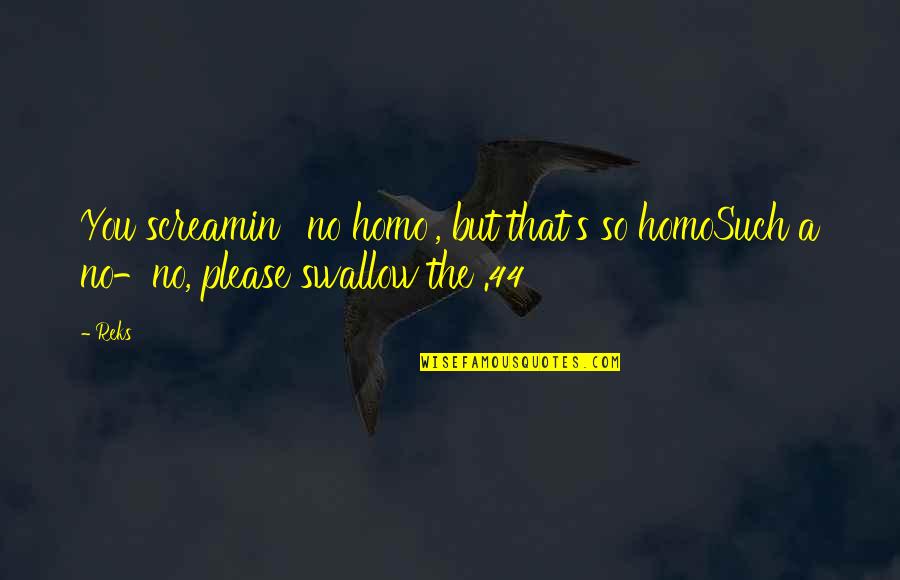 Skolanadalku Quotes By Reks: You screamin' 'no homo', but that's so homoSuch