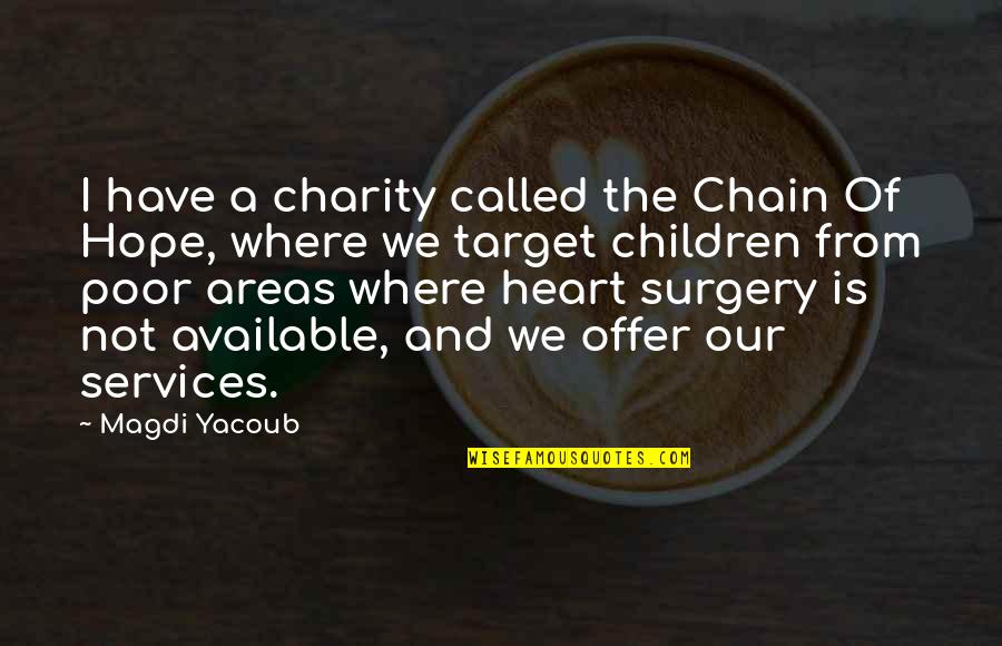 Skold Quotes By Magdi Yacoub: I have a charity called the Chain Of Skold Quotes By Magdi Yacoub: I have a charity called the Chain Of