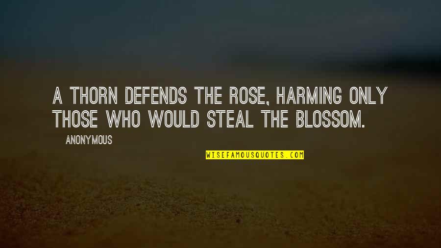 Skretting Concrete Quotes By Anonymous: A thorn defends the rose, harming only those