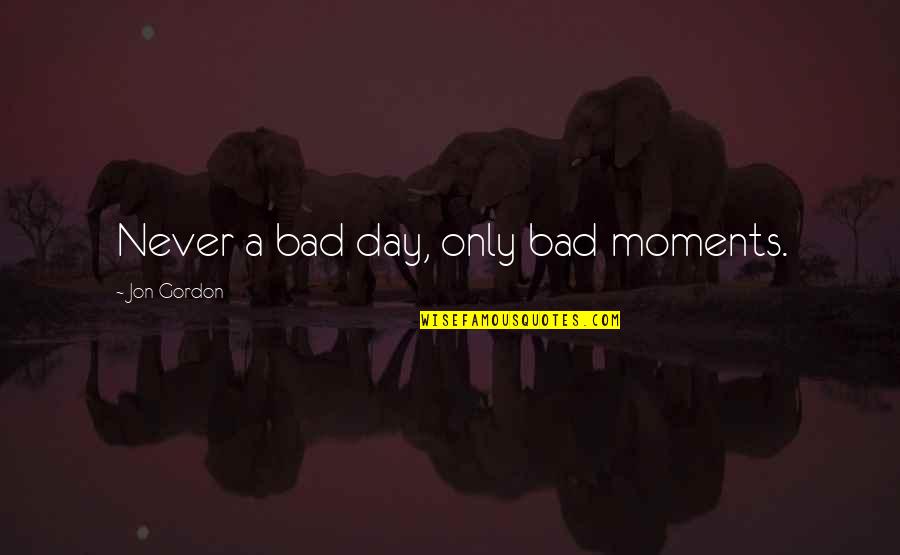 Skrienu Quotes By Jon Gordon: Never a bad day, only bad moments.