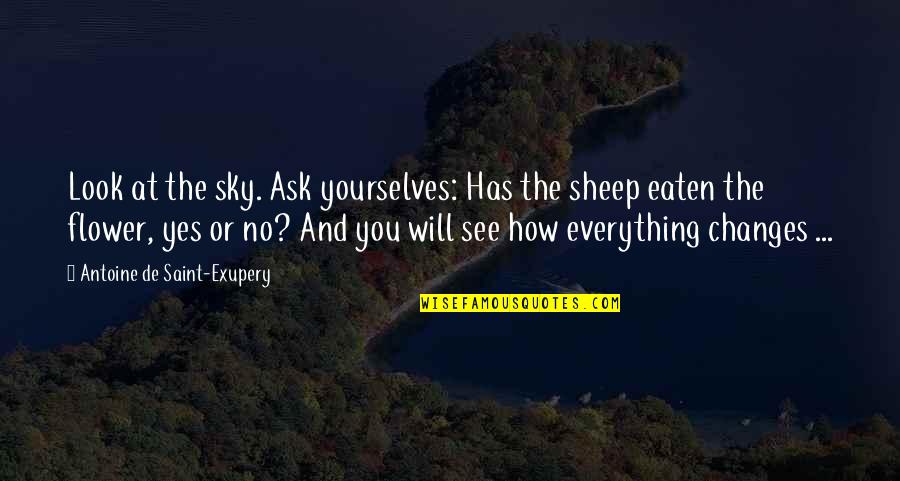 Sky And Flower Quotes By Antoine De Saint-Exupery: Look at the sky. Ask yourselves: Has the