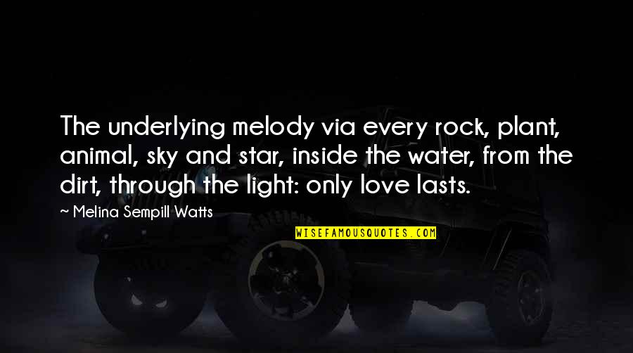 Sky And Hope Quotes By Melina Sempill Watts: The underlying melody via every rock, plant, animal, Sky And Hope Quotes By Melina Sempill Watts: The underlying melody via every rock, plant, animal,