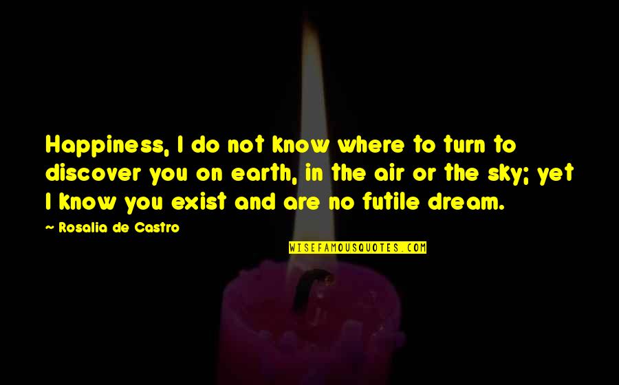 Sky And You Quotes By Rosalia De Castro: Happiness, I do not know where to turn