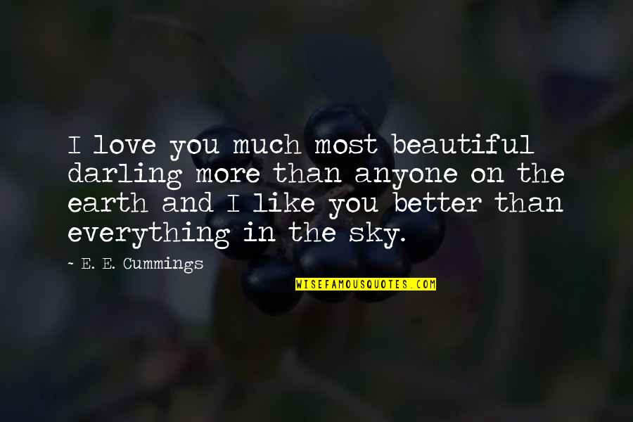 Sky Is So Beautiful Quotes By E. E. Cummings: I love you much most beautiful darling more Sky Is So Beautiful Quotes By E. E. Cummings: I love you much most beautiful darling more