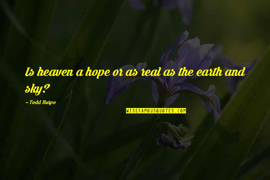 Sky To Hope Quotes By Todd Burpo: Is heaven a hope or as real as Sky To Hope Quotes By Todd Burpo: Is heaven a hope or as real as
