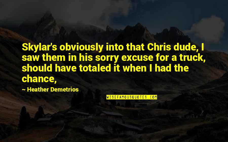 Skylar's Quotes By Heather Demetrios: Skylar's obviously into that Chris dude, I saw