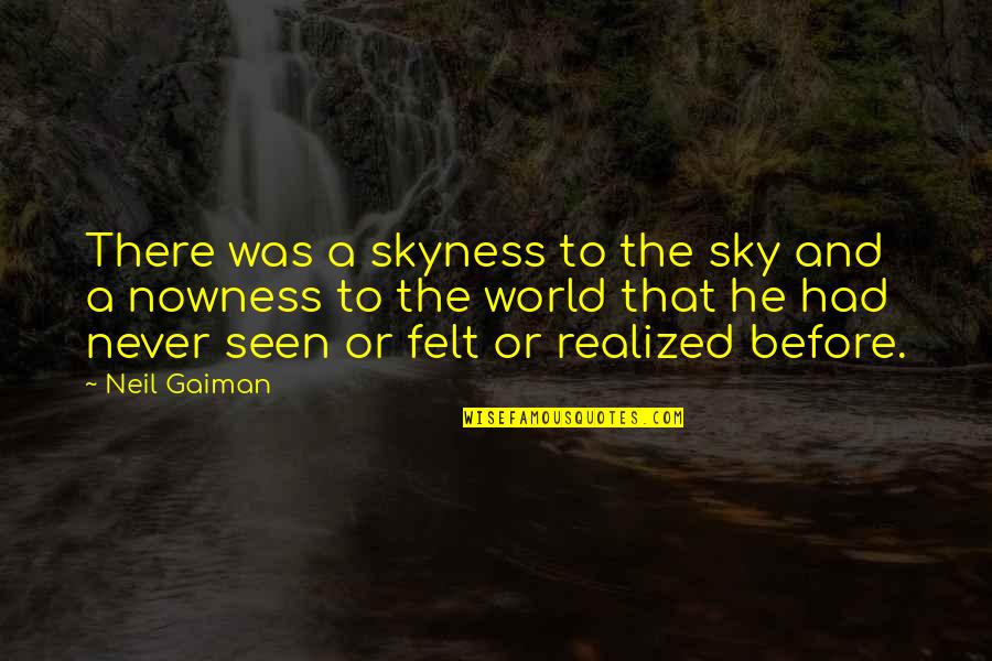 Skyness Quotes By Neil Gaiman: There was a skyness to the sky and Skyness Quotes By Neil Gaiman: There was a skyness to the sky and