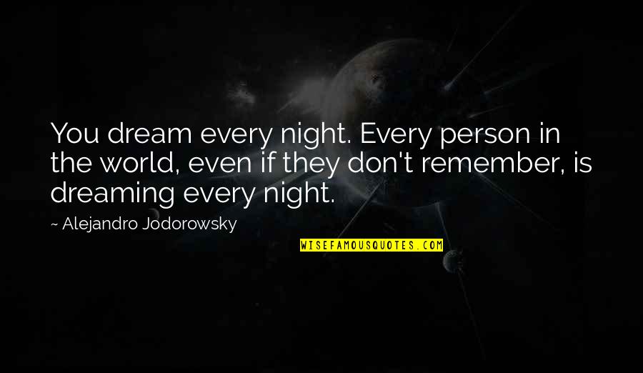 Slahackova Quotes By Alejandro Jodorowsky: You dream every night. Every person in the Slahackova Quotes By Alejandro Jodorowsky: You dream every night. Every person in the
