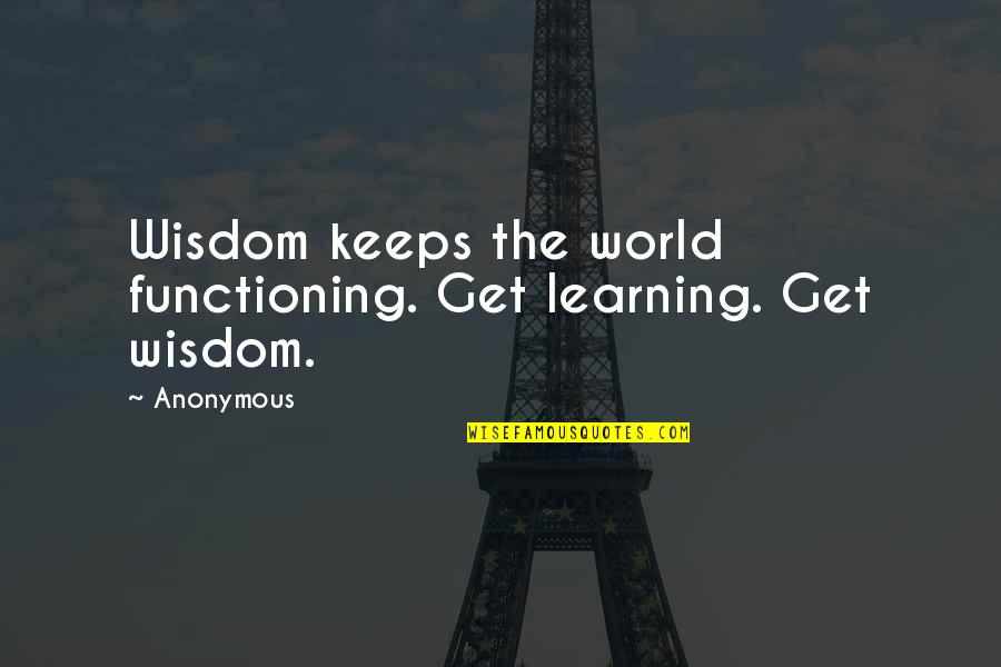 Slakax Quotes By Anonymous: Wisdom keeps the world functioning. Get learning. Get