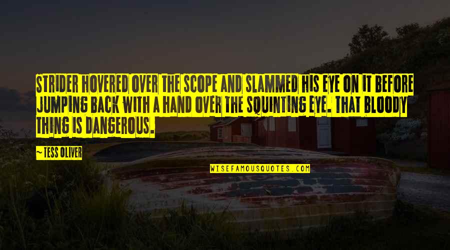 Slammed Quotes By Tess Oliver: Strider hovered over the scope and slammed his