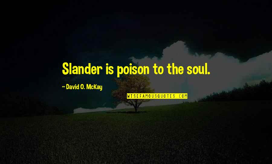 Slander And Gossip Quotes By David O. McKay: Slander is poison to the soul.