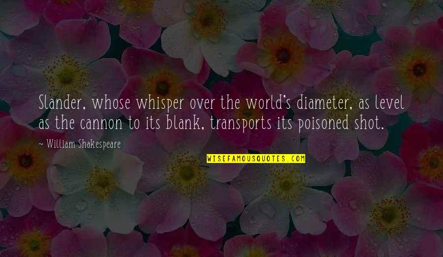 Slander's Quotes By William Shakespeare: Slander, whose whisper over the world's diameter, as