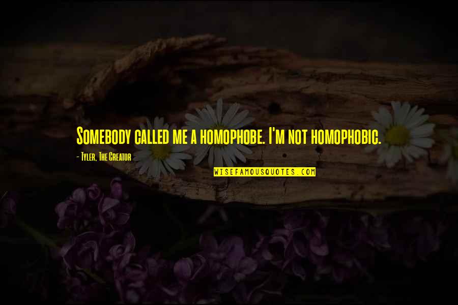Slappers Quotes By Tyler, The Creator: Somebody called me a homophobe. I'm not homophobic. Slappers Quotes By Tyler, The Creator: Somebody called me a homophobe. I'm not homophobic.