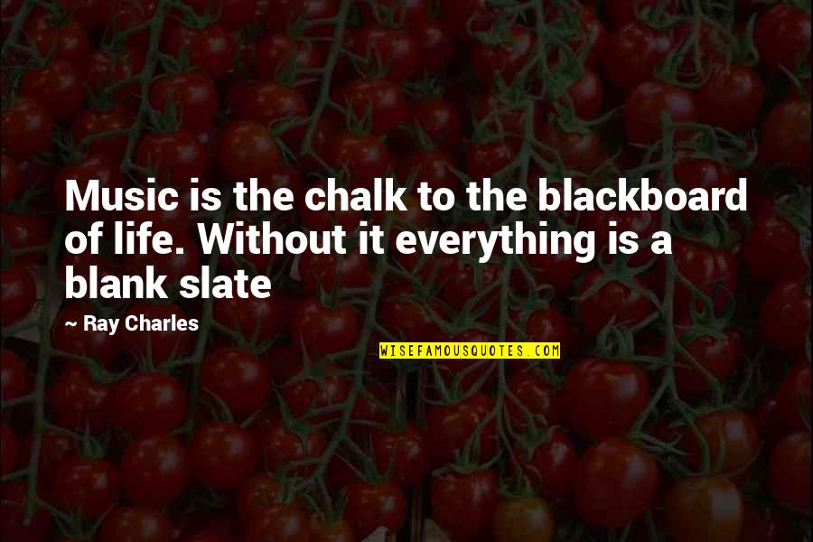 Slate Quotes By Ray Charles: Music is the chalk to the blackboard of