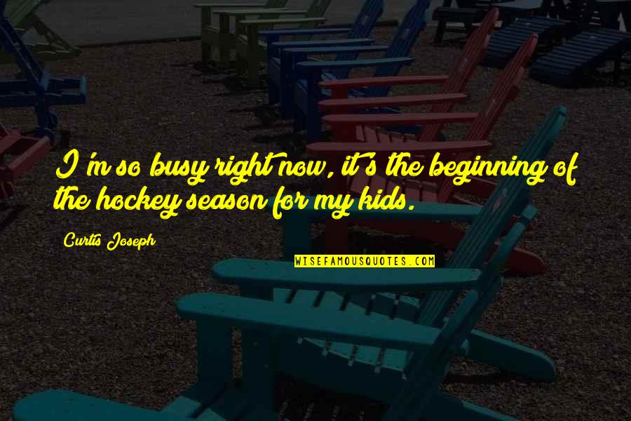 Slaten Properties Quotes By Curtis Joseph: I'm so busy right now, it's the beginning