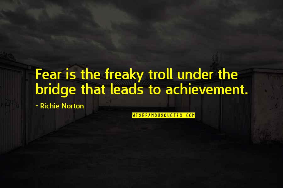 Slaters Garage Mullingar Quotes By Richie Norton: Fear is the freaky troll under the bridge